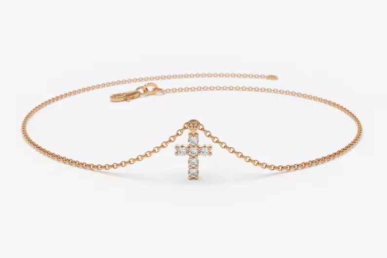 0.07CTW Moissanite Cross Diamond Bracelet