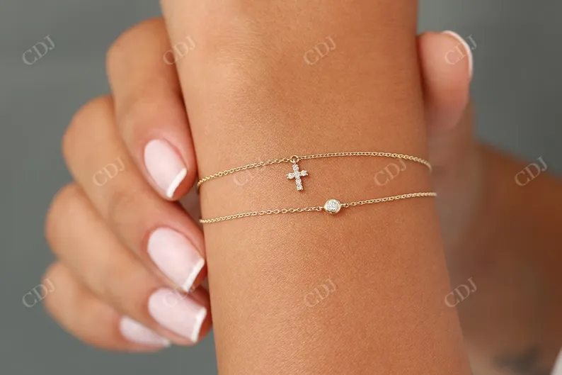 0.07CTW Moissanite Cross Diamond Bracelet