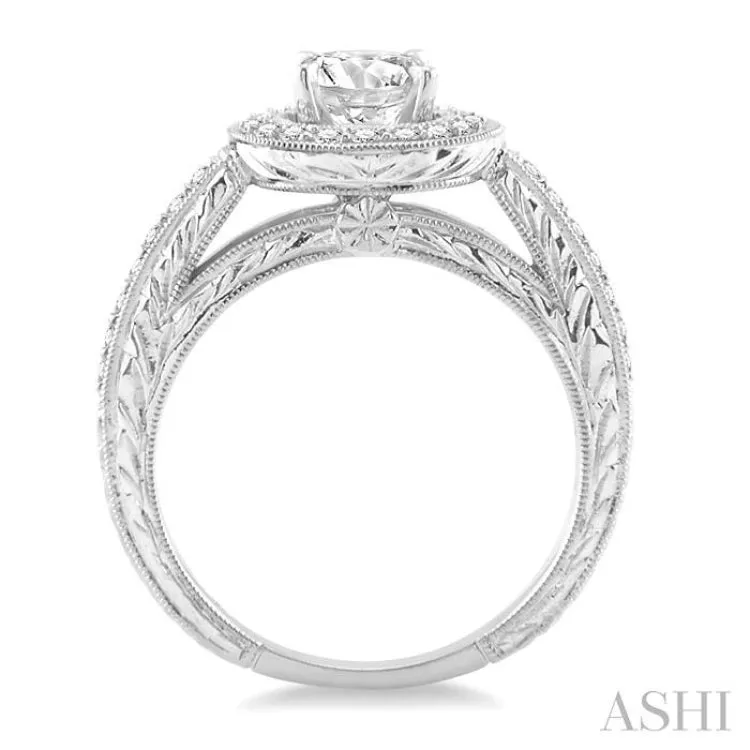 1 Ctw Diamond Engagement Ring with 5/8 Ct Round Cut Center Stone in 14K White Gold