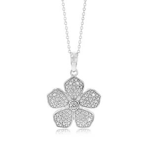 1/10 Carat Diamond Flower Pendant in Sterling Silver