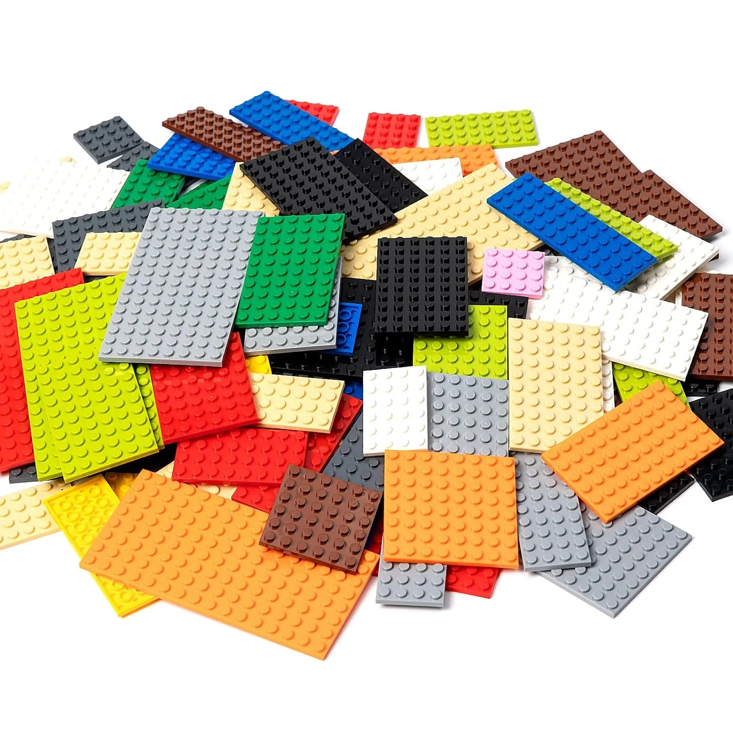 110 Pieces Classic Building Plates, 11 Sizes Small Baseplates Multipacks Co