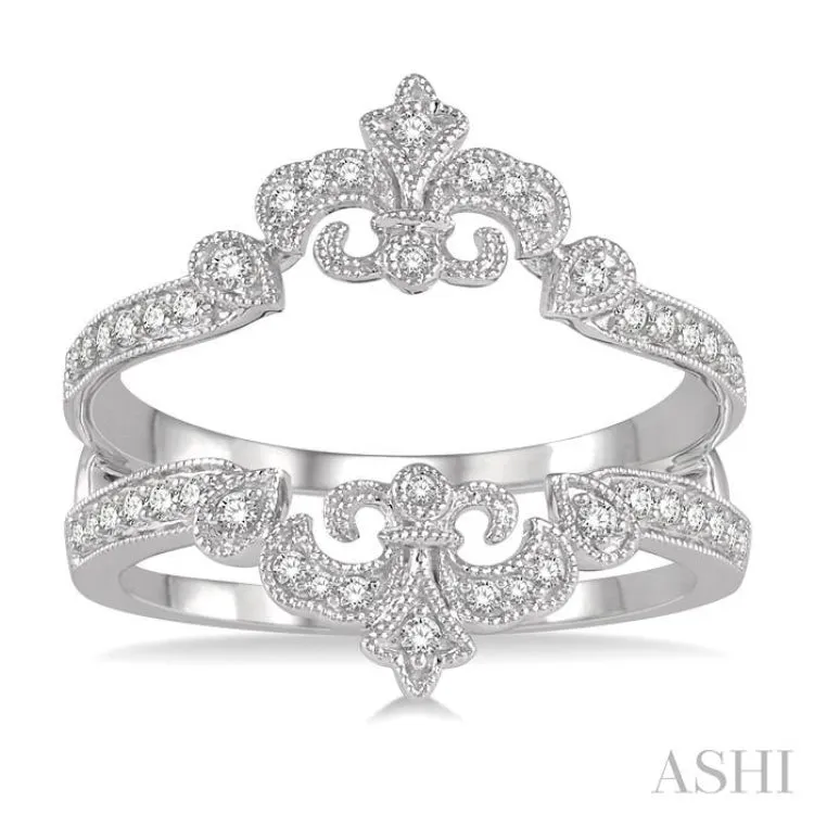 1/4 ctw Oval Fleur De Lis Round Cut Diamond Insert Ring in 14K White Gold