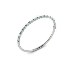 14 KT White Gold Gemstone Bangle