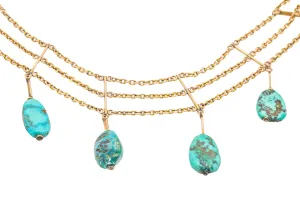 14.5" Antique 9ct Gold Turquoise Collar Necklace