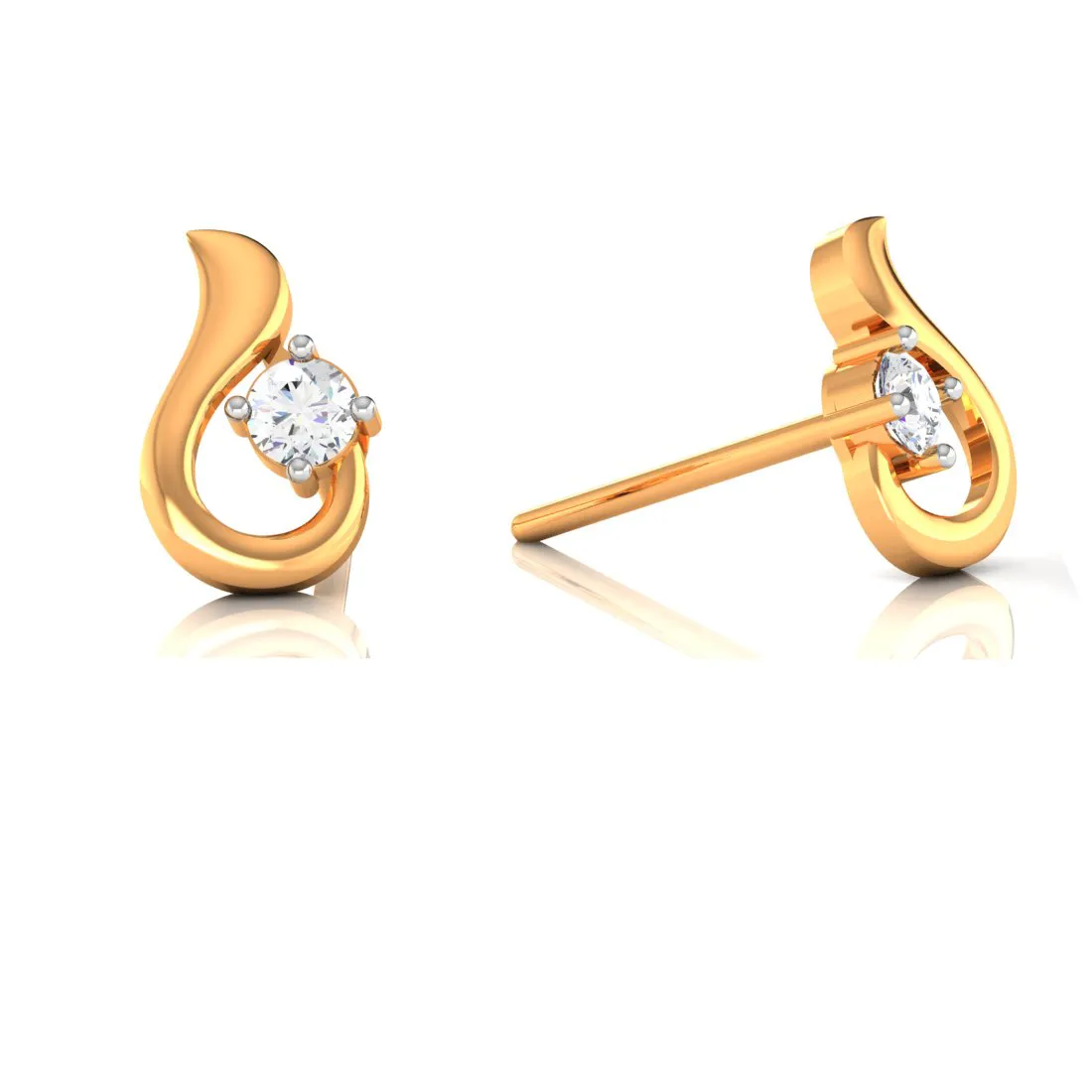 14k American Diamond Gold Earrings With Unique Design