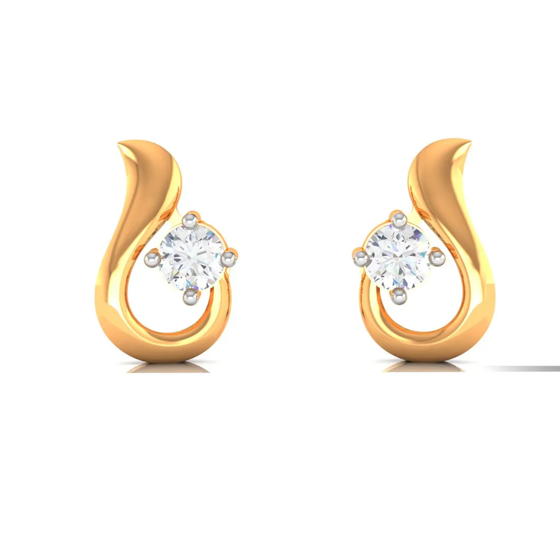 14k American Diamond Gold Earrings With Unique Design