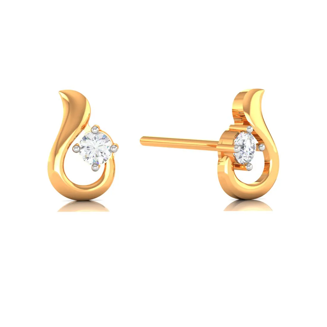 14k American Diamond Gold Earrings With Unique Design