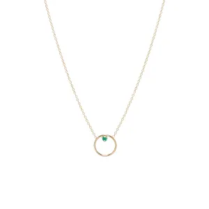 14k Circle Prong Emerald Necklace