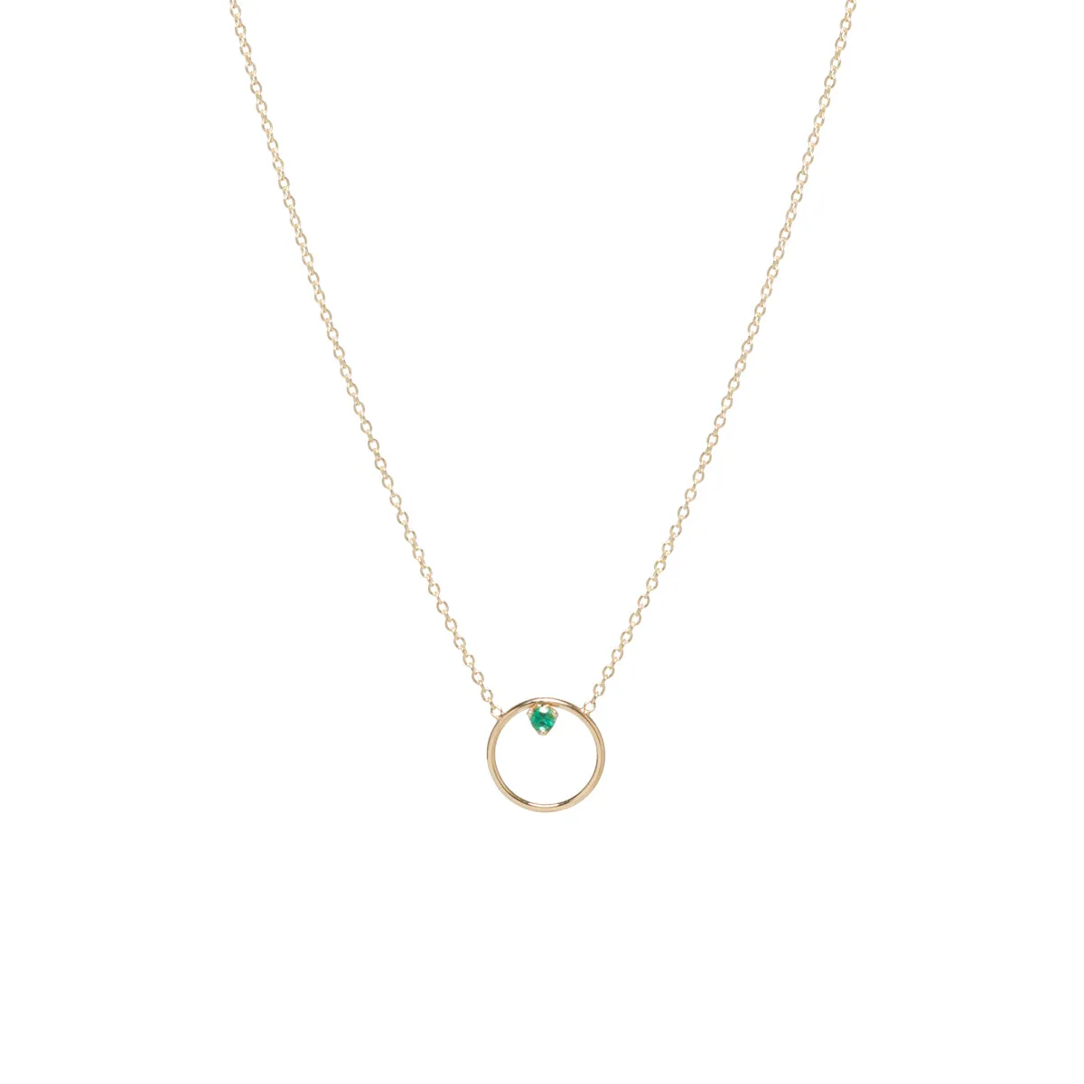 14k Circle Prong Emerald Necklace