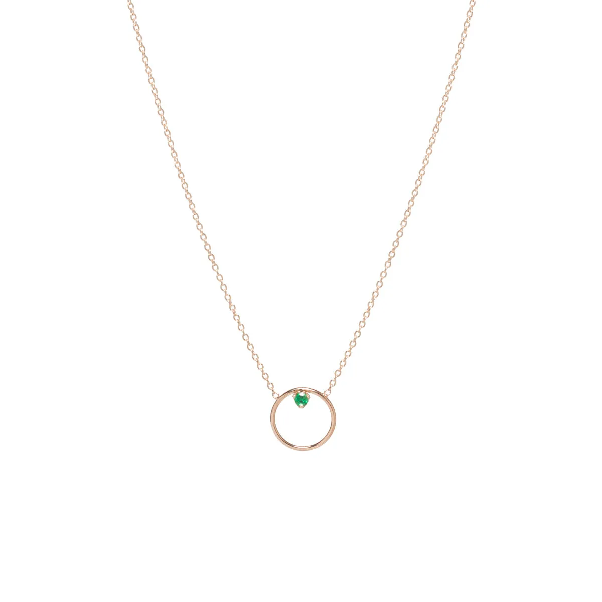 14k Circle Prong Emerald Necklace