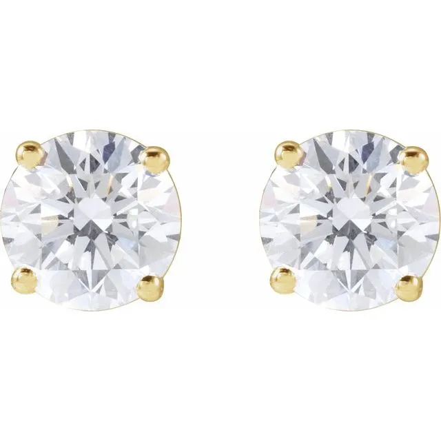 14K Gold Classic Natural Round Diamond Stud Earrings