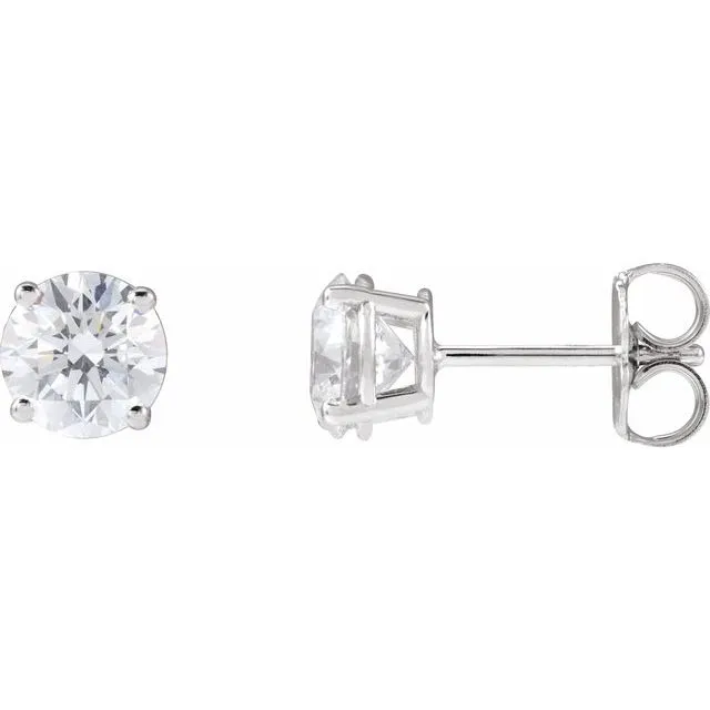 14K Gold Classic Natural Round Diamond Stud Earrings