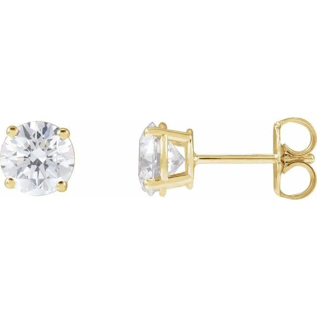 14K Gold Classic Natural Round Diamond Stud Earrings