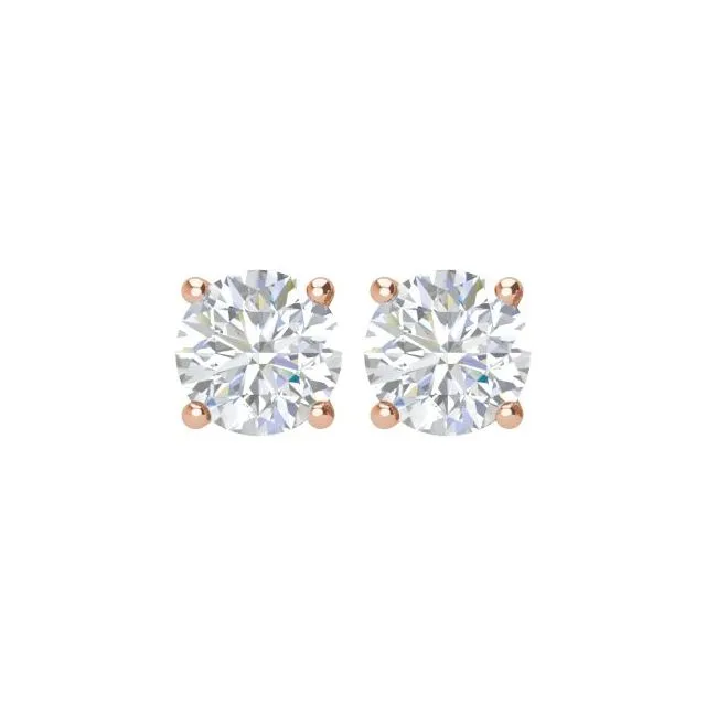 14K Gold Classic Natural Round Diamond Stud Earrings