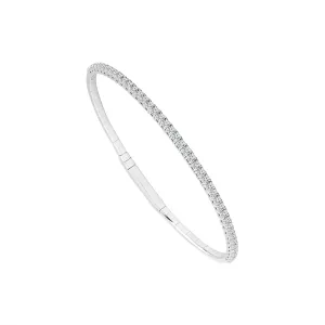 14K White Gold 1ctw Diamond Flex Bangle