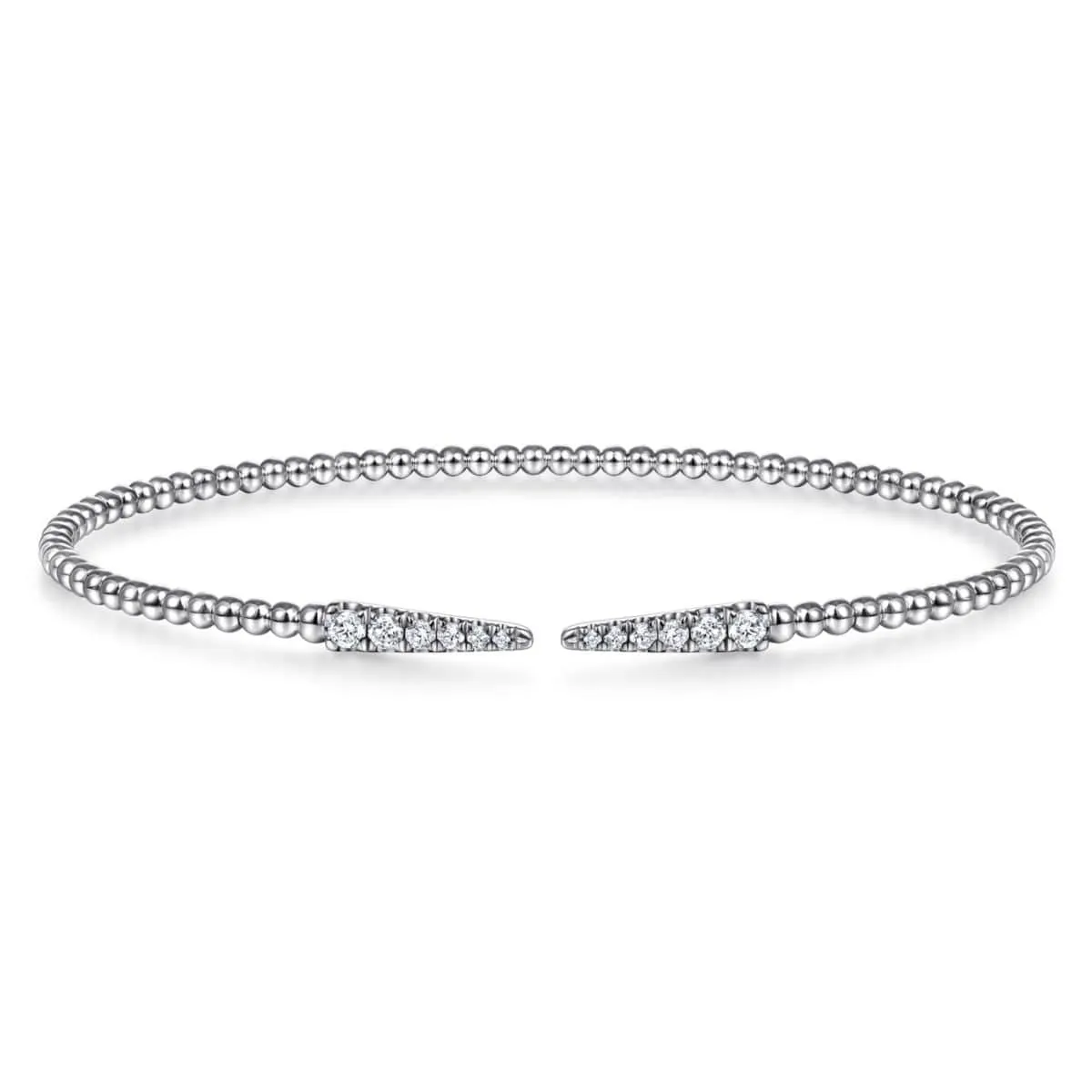 14K White Gold Split Bujukan Cuff Bracelet with Diamond Pavé Spikes - BG4216-65W45JJ