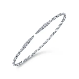 14K White Gold Split Bujukan Cuff Bracelet with Diamond Pavé Spikes - BG4216-65W45JJ