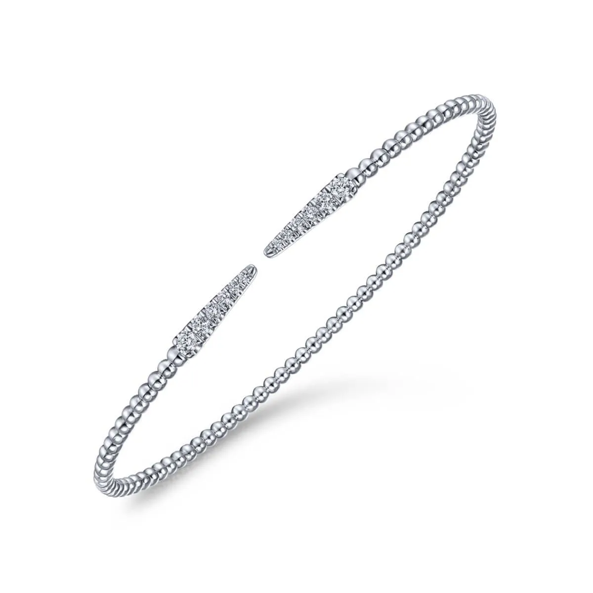 14K White Gold Split Bujukan Cuff Bracelet with Diamond Pavé Spikes - BG4216-65W45JJ