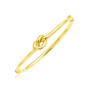 14k Yellow Gold Bangle Bracelet with Polished Knot