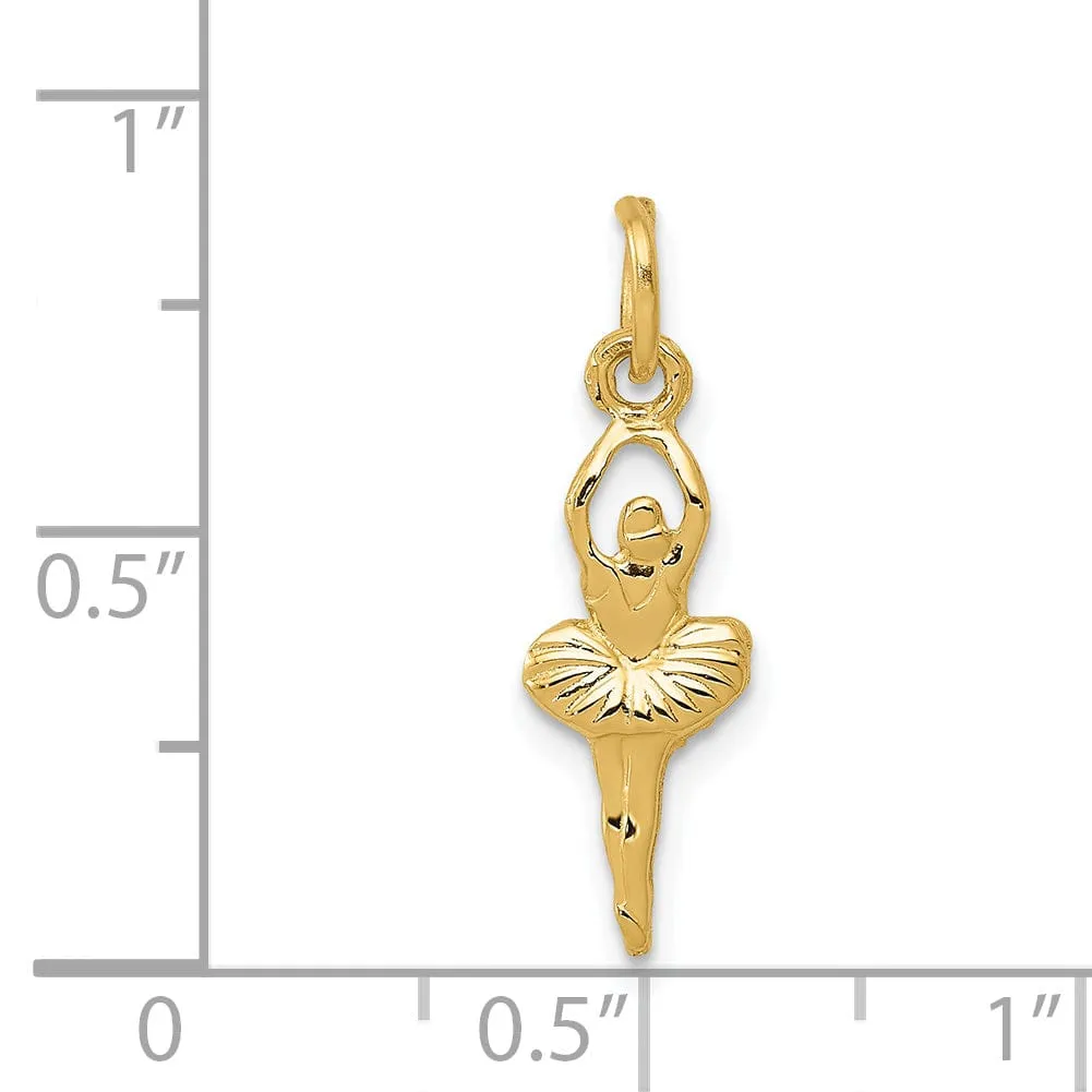 14k Yellow Gold Dancing Ballerina Charm Pendant