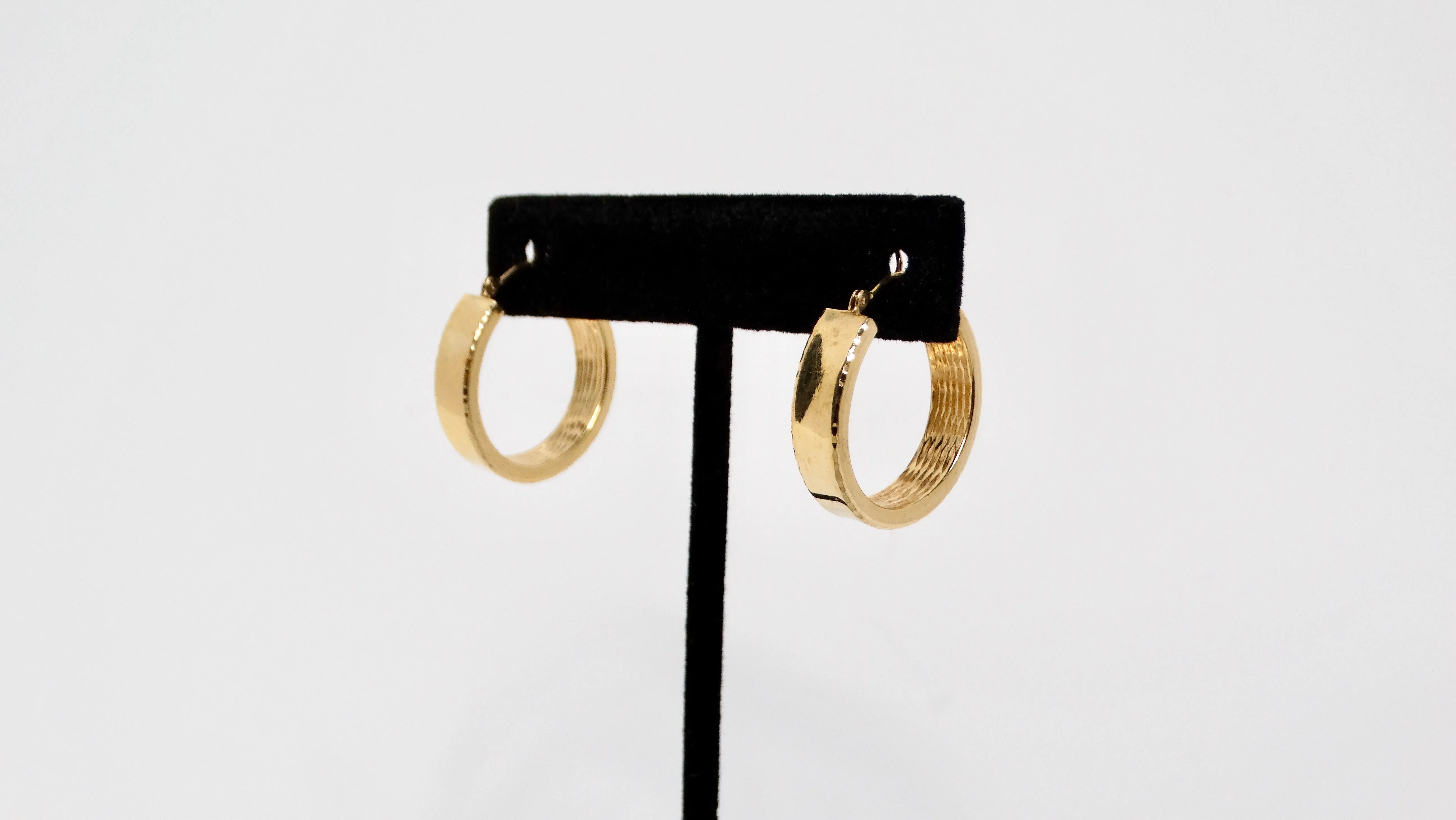 14k Yellow Gold Hoop Earrings Circa 1980s