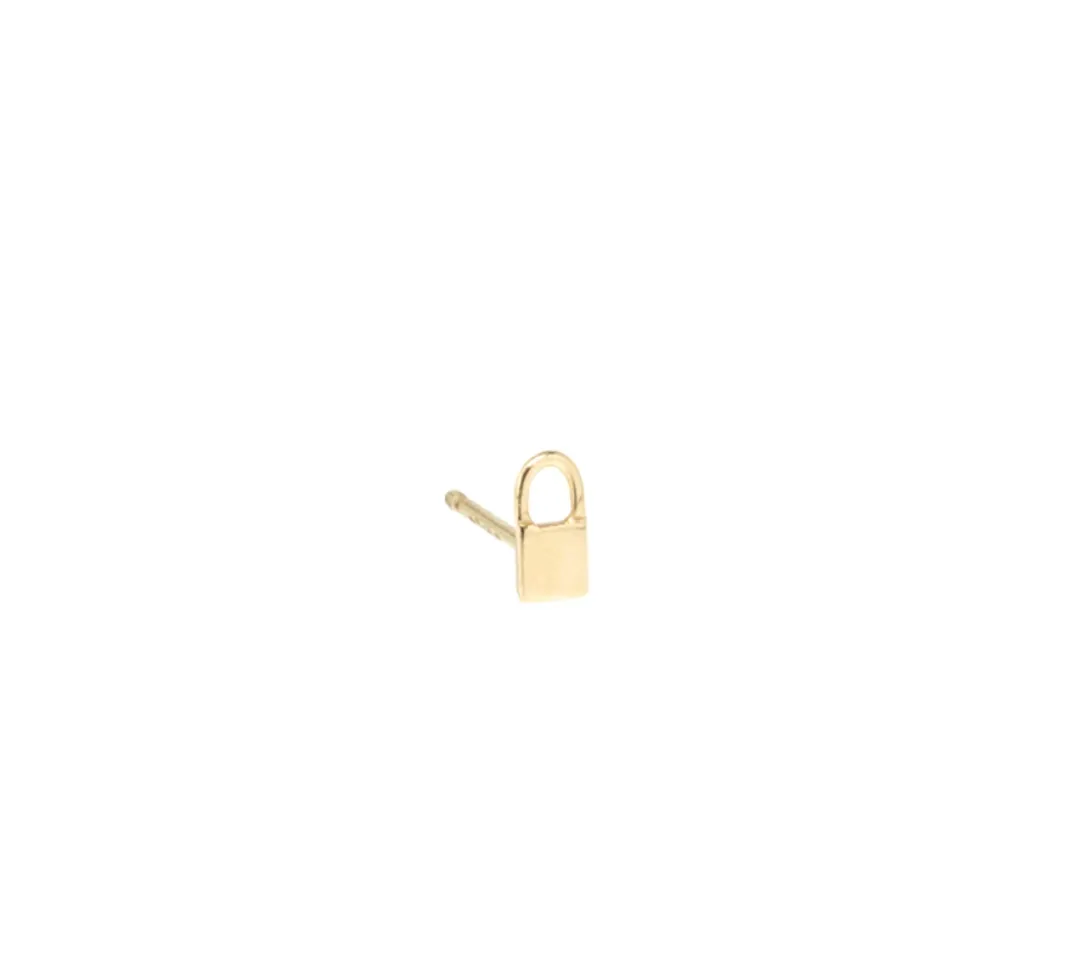 14KY Single Gold Itty Bitty Padlock Stud