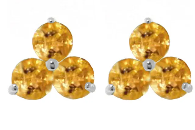 1.5 Carat 14K Solid Yellow Gold Summer Is Sister Citrine Earrings