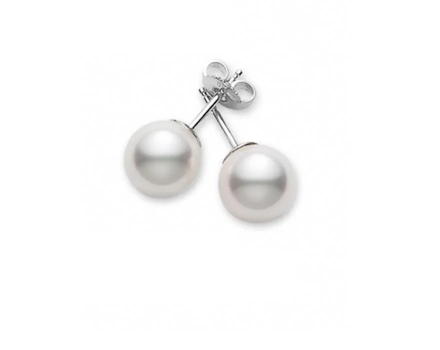 18K Gold Akoya Pearl Stud Earrings 6-6.5MM