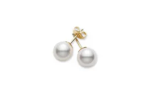 18K Gold Akoya Pearl Stud Earrings 6-6.5MM