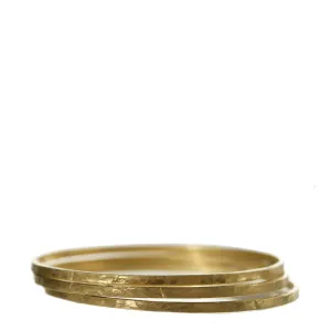 18K Gold Set of Three Hammered Bangles