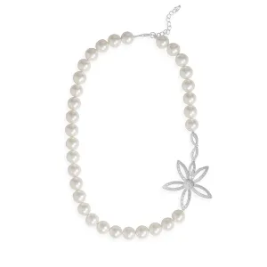 19" 2" Lacquered Mother of Pearl and CZ Daisy Necklace