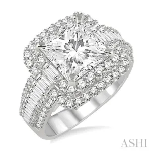 2 Ctw Diamond Semi-mount Engagement Ring in 14K White Gold