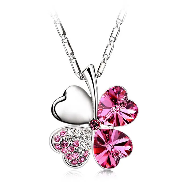 2017 Heart Chains Silver Crystal Clover Charm Pendants Fine Jewelry Statement Necklaces For Women Best Friend Black Friday