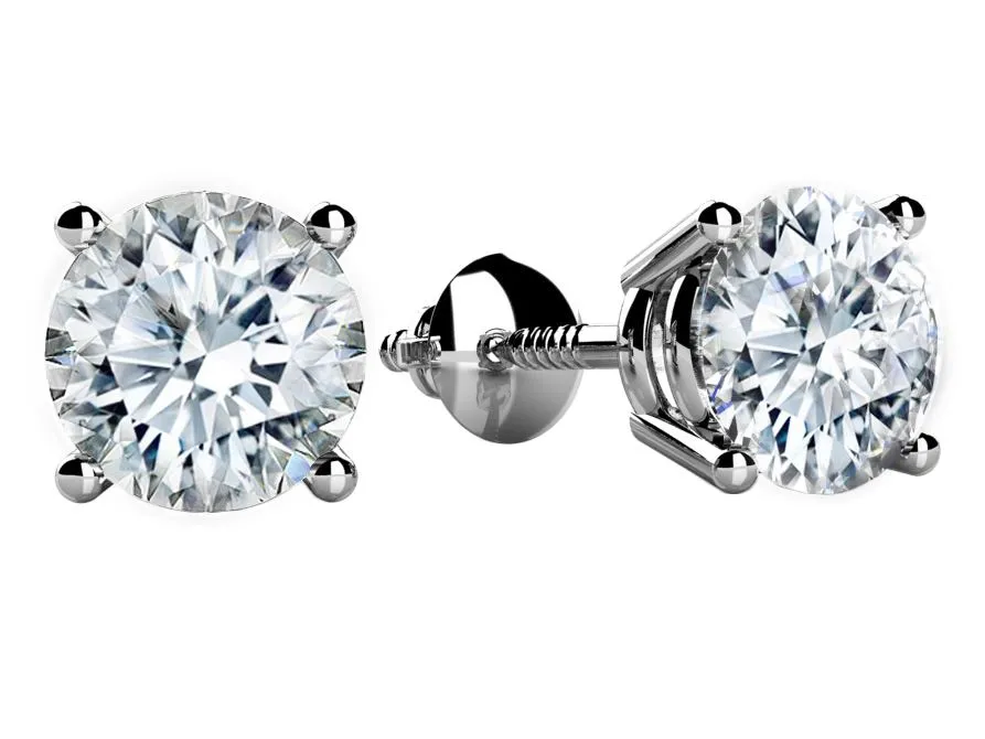 2.50 Carat T.W. Round Brilliant Cut White Gold Diamond Studs