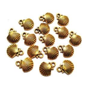 50 PIECES PACK' GOLD OXIDIZED SHELL GERMAN SILVER CHARMS