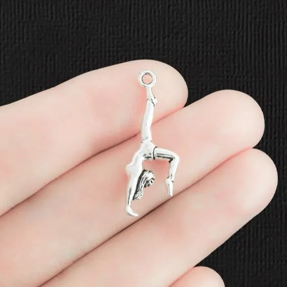 8 Gymnastics Antique Silver Tone Charms 2 Sided - SC718