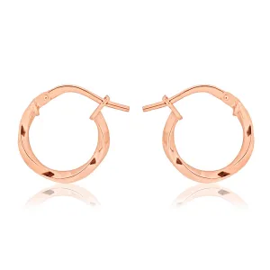 9ct Rose Gold Silver Filled 10mm Twist Hoop Earrings