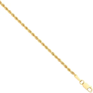 9ct Yellow Gold Hollow 2.0mm 16 Inch Rope Necklace 1.9g