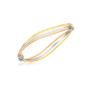 9K 3-Colour Gold 7.5mm Wave Bangle