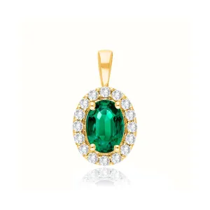 9K Yellow Gold Emerald & Diamond Pendant