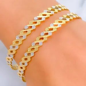 Alternating Striped 22k Gold Bangle Pair