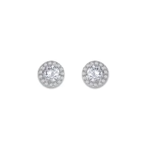 Anna Zuckerman Sterling Silver Cubic Zirconia Halo Earrings (97695)