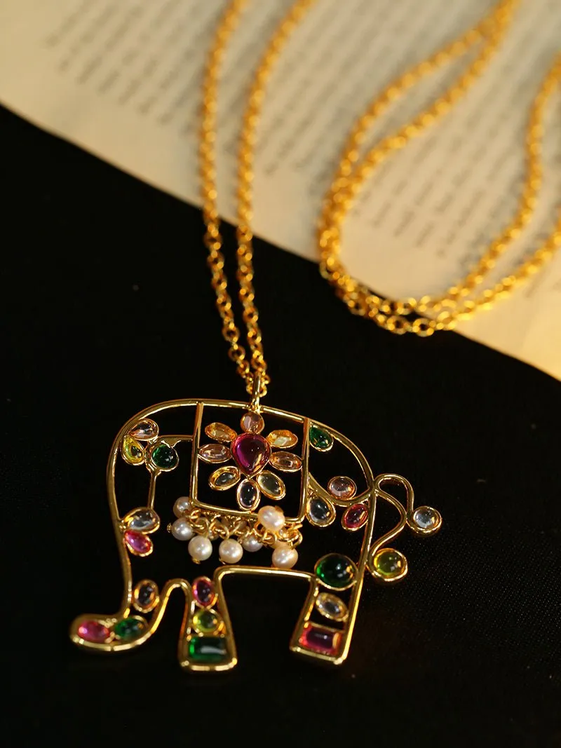 Antique Handmade Glazed Elephant Pearl Necklace