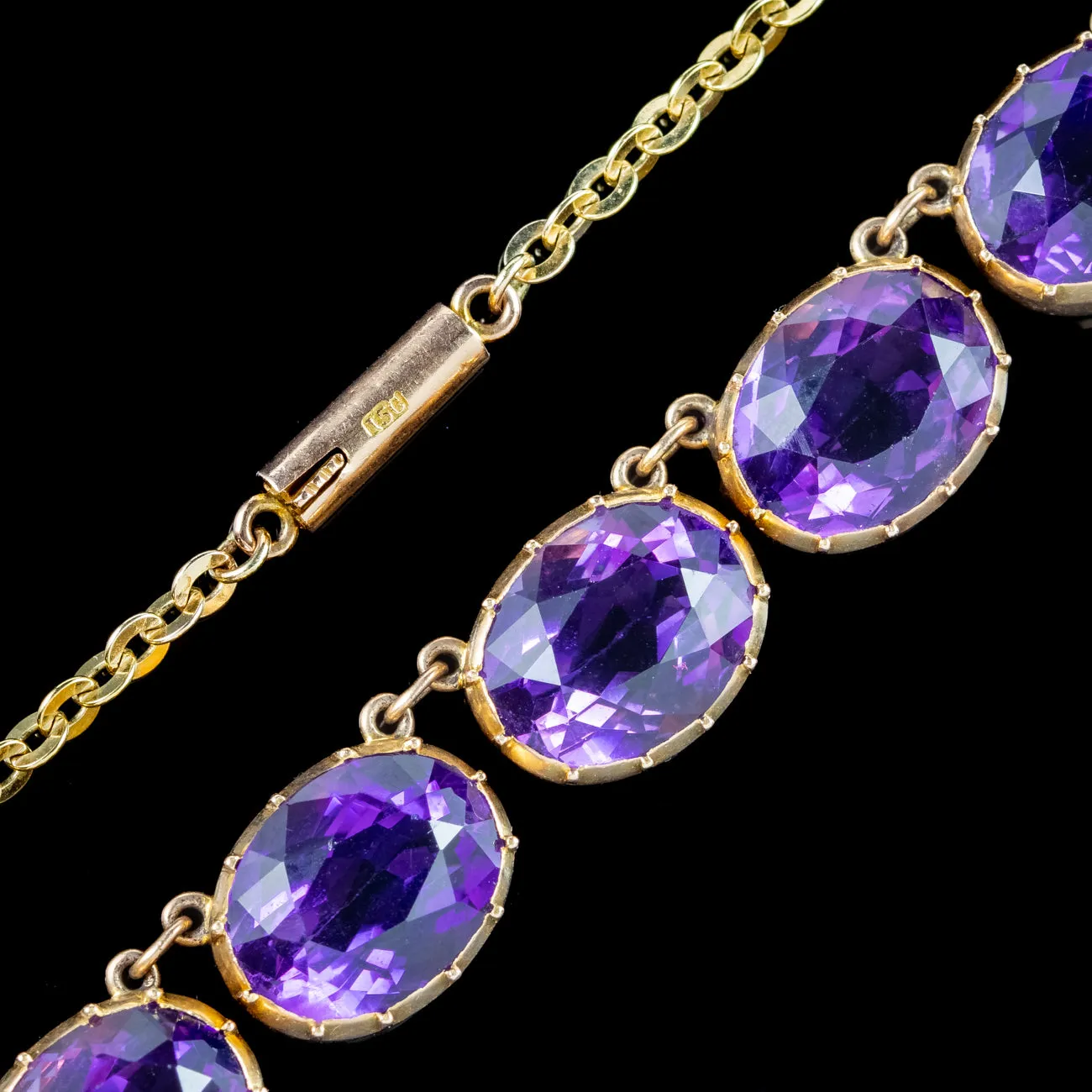 Antique Victorian Amethyst Necklace 15ct Gold