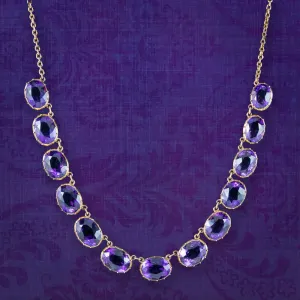 Antique Victorian Amethyst Necklace 15ct Gold