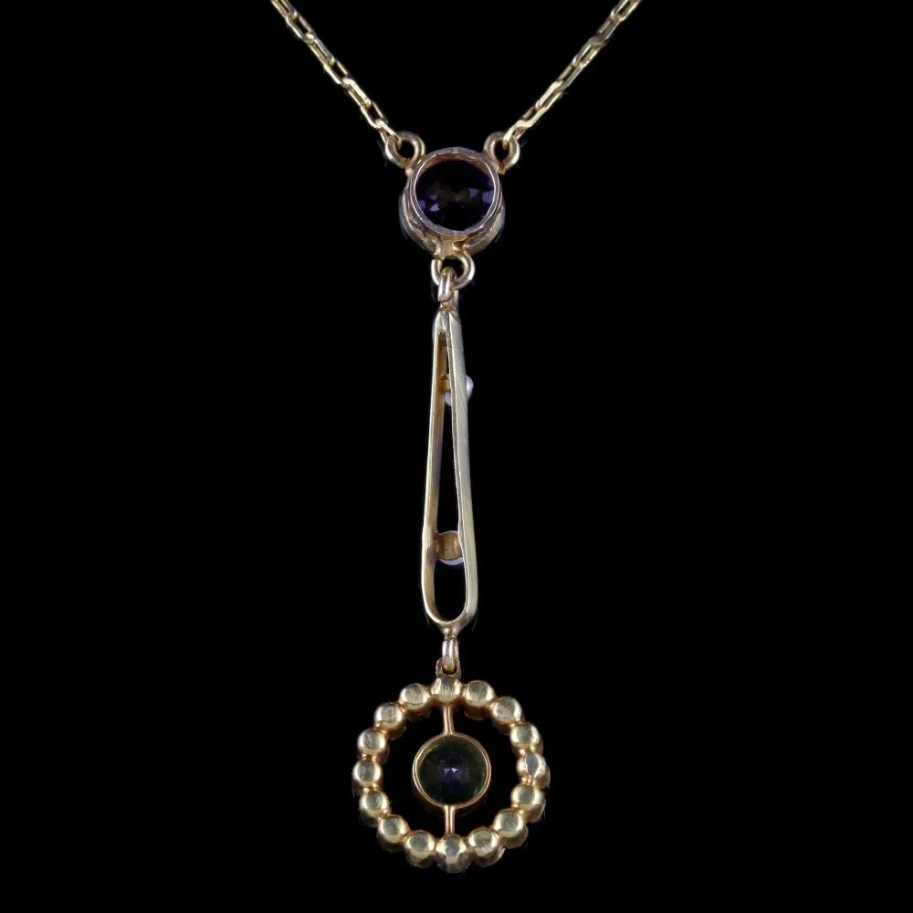 Antique Victorian Suffragette Pendant Necklace 15Ct Gold Circa. 1900