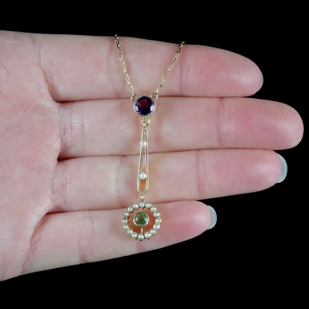 Antique Victorian Suffragette Pendant Necklace 15Ct Gold Circa. 1900