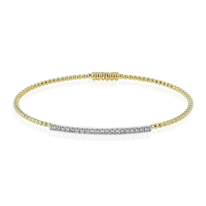 Beaded Bangle in 18k Gold with Diamonds