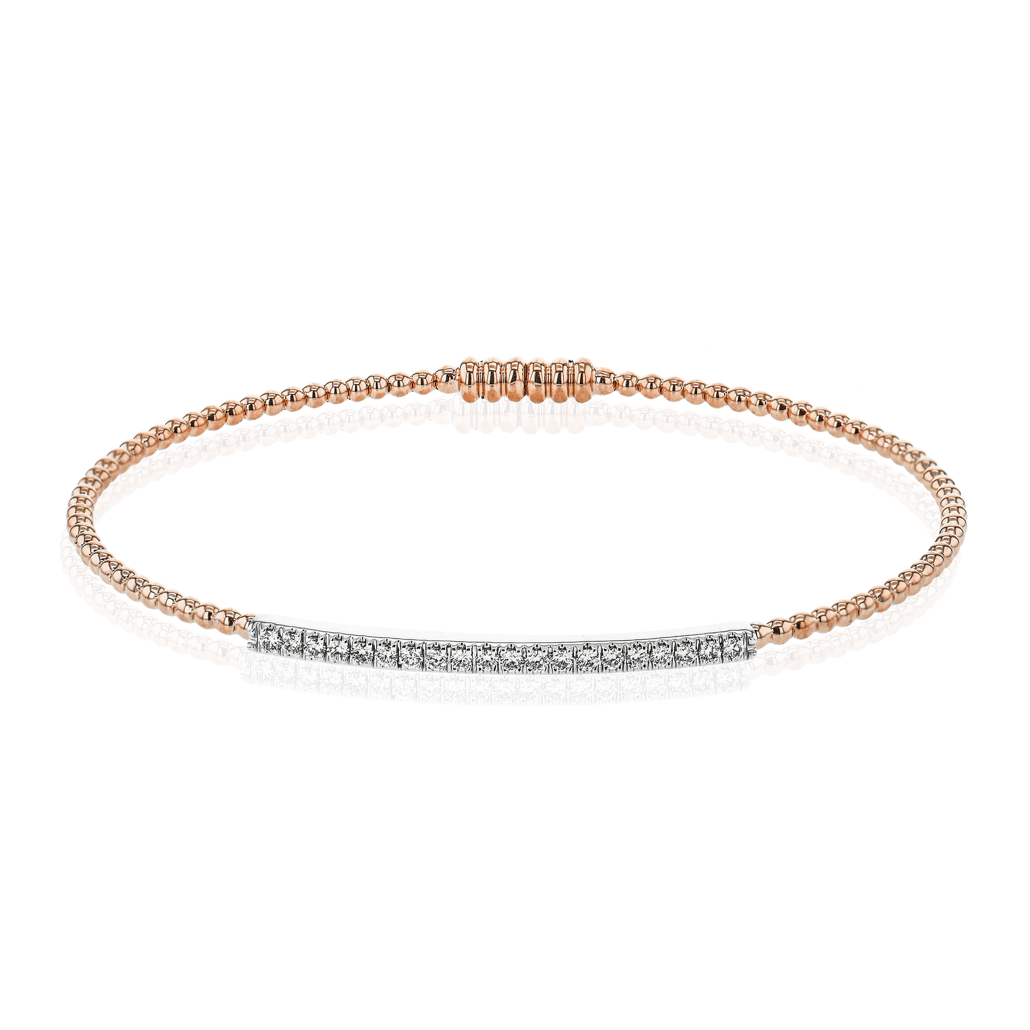 Beaded Bangle in 18k Gold with Diamonds