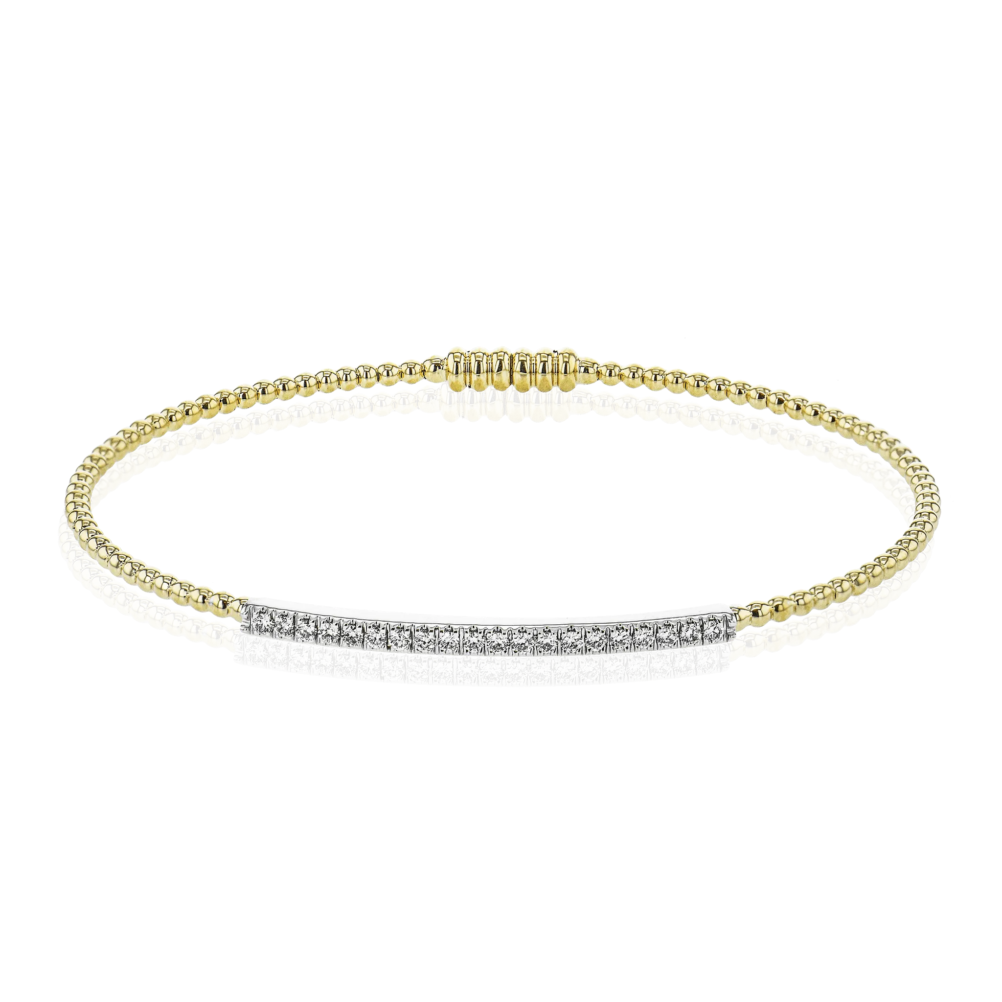 Beaded Bangle in 18k Gold with Diamonds